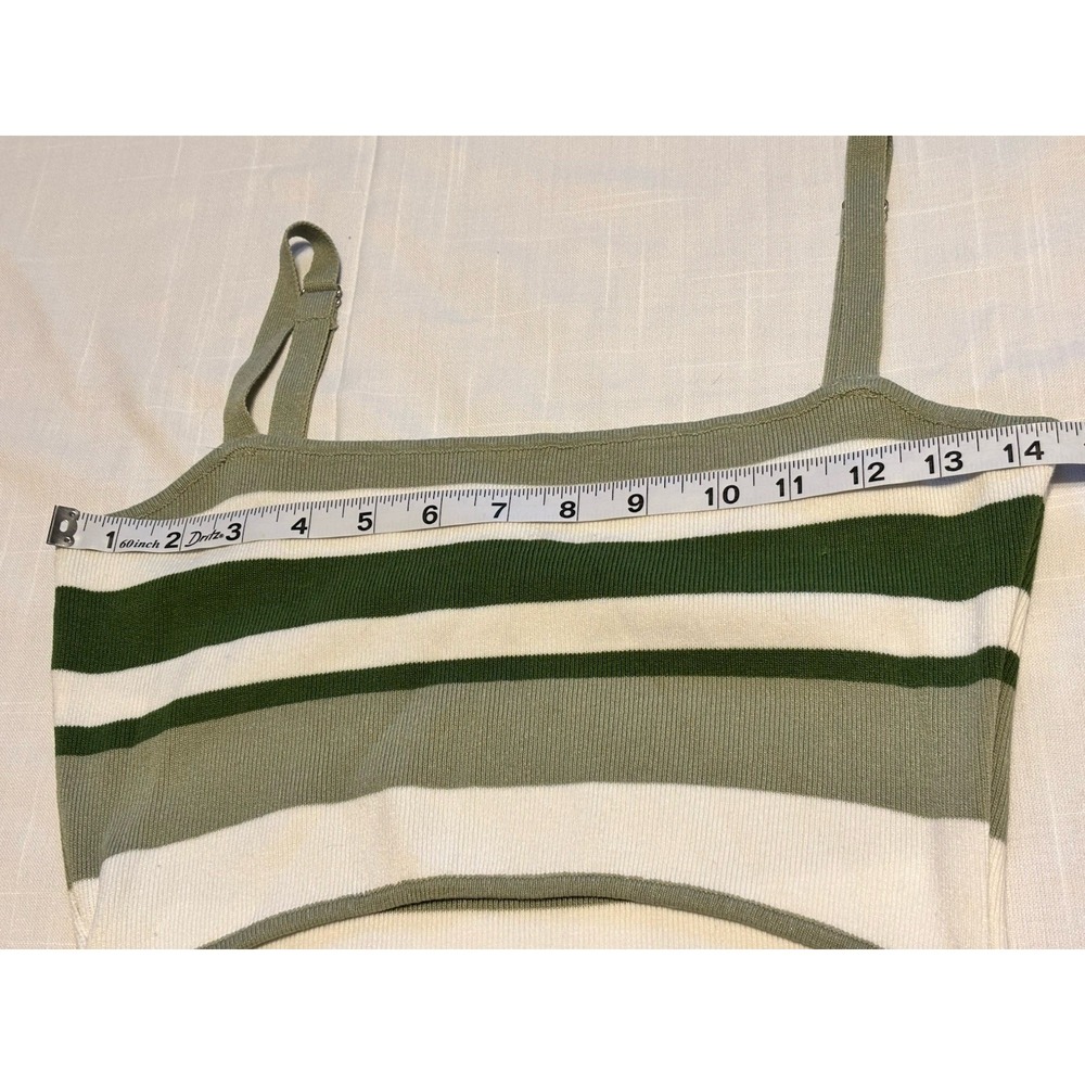 Here Comes The Sun Women's Green & White Striped Bodycon Peekaboo Dress Medium - Picture 10 of 15